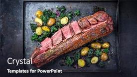  Presentation with tenderloin - Audience pleasing PPT layouts consisting of barbecue-dry-aged-venison-tenderloin backdrop and a wine colored foreground
