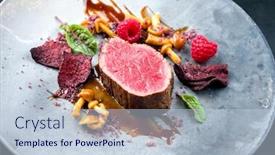  Presentation with dry fruits - PPT theme with barbecue-dry-aged-wagyu-beef background and a lemonade colored foreground