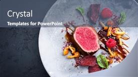  Presentation with dry fruits - Beautiful theme featuring barbecue-dry-aged-wagyu-beef backdrop and a ocean colored foreground