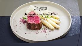 Presentation with white plate - PPT layouts enhanced with barbecue-dry-aged-wagyu-beef background and a soft green colored foreground