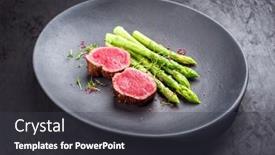  Presentation with green plate - Presentation theme featuring barbecue-dry-aged-wagyu-beef background and a dark gray colored foreground
