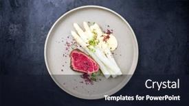  Presentation with white plate - PPT layouts having barbecue-dry-aged-wagyu-beef background and a  colored foreground