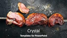  Presentation with wagyu - Slide set consisting of barbecue-dry-aged-wagyu-brazilian background and a dark gray colored foreground