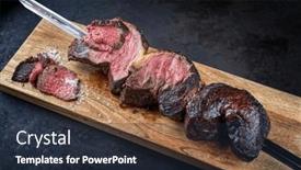  Presentation with wagyu - PPT theme featuring barbecue-dry-aged-wagyu-brazilian background and a wine colored foreground