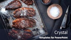  Presentation with wagyu - PPT theme having barbecue-dry-aged-wagyu-brazilian background and a wine colored foreground