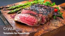  Presentation with wagyu - Audience pleasing PPT theme consisting of barbecue-dry-aged-wagyu-entrecote backdrop and a tawny brown colored foreground