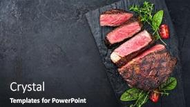  Presentation with wagyu - PPT theme enhanced with barbecue-dry-aged-wagyu-entrecote background and a dark gray colored foreground