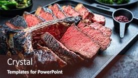  Presentation with wagyu - Audience pleasing slide deck consisting of barbecue-dry-aged-wagyu-porterhouse backdrop and a tawny brown colored foreground