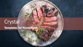  Presentation with wagyu - Beautiful slide deck featuring barbecue-dry-aged-wagyu-porterhouse backdrop and a coral colored foreground