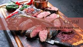  Presentation with hot sauce - Slide set consisting of barbecue-dry-aged-wagyu-porterhouse background and a red colored foreground