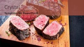  Presentation with wagyu - Theme featuring barbecue-dry-aged-wagyu-roast background and a red colored foreground