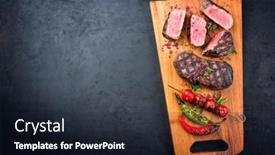  Presentation with roast beef - Presentation design having barbecue-dry-aged-wagyu-roast background and a wine colored foreground