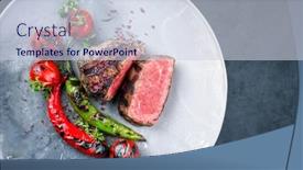  Presentation with roast beef - Slide deck consisting of barbecue-dry-aged-wagyu-roast background and a sky blue colored foreground