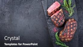  Presentation with roast beef - Presentation having barbecue-dry-aged-wagyu-roast background and a dark gray colored foreground