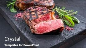  Presentation with roast beef - Presentation theme enhanced with barbecue-dry-aged-wagyu-roast background and a dark gray colored foreground