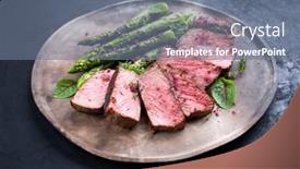  Presentation with wagyu - PPT layouts consisting of barbecue-dry-aged-wagyu-roast background and a gray colored foreground