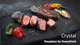  Presentation with wagyu - PPT theme with barbecue-dry-aged-wagyu-roast background and a dark gray colored foreground