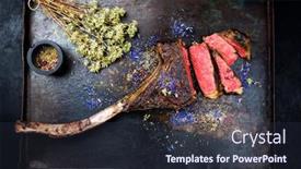  Presentation with wagyu - PPT theme consisting of barbecue-dry-aged-wagyu-tomahawk background and a wine colored foreground