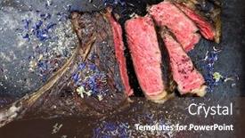 Presentation with wagyu - Colorful theme enhanced with barbecue-dry-aged-wagyu-tomahawk backdrop and a tawny brown colored foreground