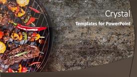  Presentation with grill - Slide deck featuring barbecue-garden-grill-with-beef background and a dark gray colored foreground