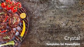  Presentation with steaks - Audience pleasing slide deck consisting of barbecue-garden-grill-with-beef backdrop and a tawny brown colored foreground