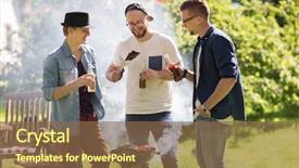  Presentation with food grill - PPT theme consisting of barbecue grill and drinking beer background and a tawny brown colored foreground