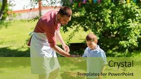  Presentation with food bbq - Slide deck with barbecue grill at bbq background and a gold colored foreground