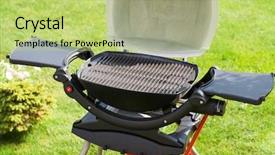  Presentation with grill - Cool new presentation theme with barbecue grill at outdoor garden backdrop and a yellow colored foreground