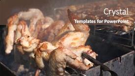  Presentation with meat beef - Beautiful slides featuring barbecue-grill-chicken-wings backdrop and a violet colored foreground