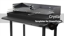  Presentation with grill - Audience pleasing presentation theme consisting of picnic bbq tools summer outdoor - barbecue grill isolated on white backdrop and a dark gray colored foreground
