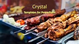  Presentation with food bbq - PPT layouts featuring barbecue-grill-meat-at-street background and a tawny brown colored foreground