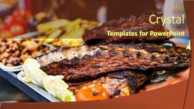  Presentation with barbecue ribs - Theme having barbecue-grill-meat-ribs background and a tawny brown colored foreground