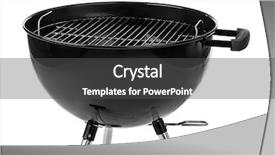  Presentation with grill - Beautiful presentation theme featuring barbecue grill on white background backdrop and a dark gray colored foreground