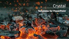  Presentation with charcoal briquettes - Presentation theme enhanced with barbecue-grill-pit-with-glowing background and a tawny brown colored foreground