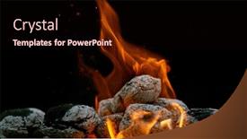  Presentation with charcoal - Cool new PPT theme with barbecue-grill-pit-with-glowing backdrop and a wine colored foreground