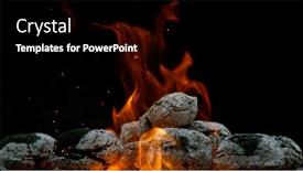  Presentation with charcoal briquettes - PPT layouts consisting of barbecue-grill-pit-with-glowing background and a black colored foreground