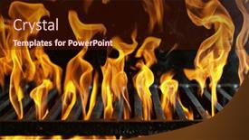  Presentation with flames - Presentation theme having barbecue-grill-with-fire-flames background and a wine colored foreground