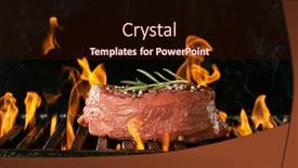  Presentation with barbecue - Slide set having barbecue-grill-with-raw-beef background and a wine colored foreground