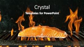  Presentation with barbecue - PPT theme with barbecue-grill-with-raw-salmon background and a black colored foreground