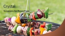  Presentation with grill - Colorful PPT layouts enhanced with barbecue-grill-with-tasty-skewers backdrop and a mint green colored foreground