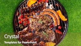  Presentation with grill - Beautiful slides featuring barbecue grill with various kinds backdrop and a tawny brown colored foreground