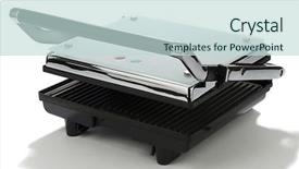  Presentation with electric - Amazing slides having barbecue grilling machine - electric panini maker isolated backdrop and a soft green colored foreground