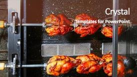 Presentation with grilling - Cool new slides with barbecue grilling machine - roasted chickens in a row backdrop and a tawny brown colored foreground