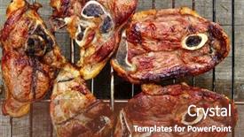  Presentation with food grill - Slides having plant on production and processing of oil products background and a coral colored foreground