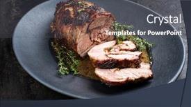  Presentation with green building design - Amazing presentation theme having barbecue-marinated-greek-lamb-roast backdrop and a dark gray colored foreground