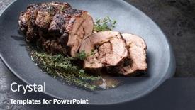  Presentation with barbecue - Colorful PPT theme enhanced with barbecue-marinated-greek-lamb-roast backdrop and a dark gray colored foreground