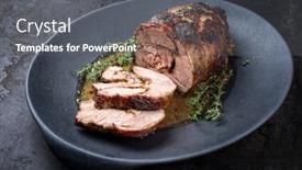  Presentation with barbecue - Presentation theme consisting of barbecue-marinated-greek-lamb-roast background and a gray colored foreground