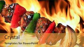  Presentation with barbecue - Presentation with barbecue on flaming hot background background and a gold colored foreground