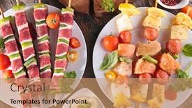  Presentation with barbecue - Presentation design with barbecue-party background and a coral colored foreground