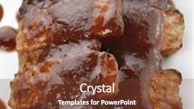  Presentation with barbecue ribs - Audience pleasing PPT layouts consisting of barbecue pork ribs close up backdrop and a tawny brown colored foreground